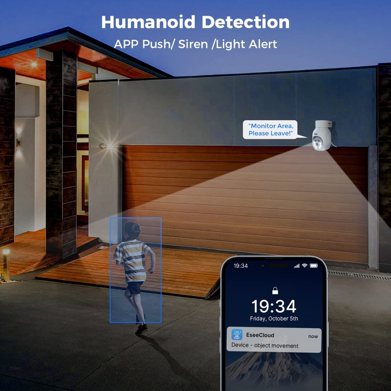 Hiseeu Security Camera Wireless Outdoor, 5MP Color Night Vision WiFi
