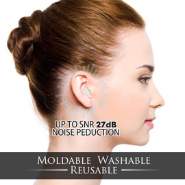 Silicone Ear Plugs for Sleeping, Reusable Waterproof Noise Cancelling Ear Protection EarPlugs for Sleeping, Mowing, Swimming, Airplanes, Concerts, 27dB Highest SNR (White)