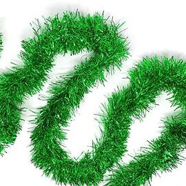 Allgala 50 Feet Christmas Foil Tinsel Garland Decoration for Holiday Tree Walll Rail Home Office Event-Green-XG93206