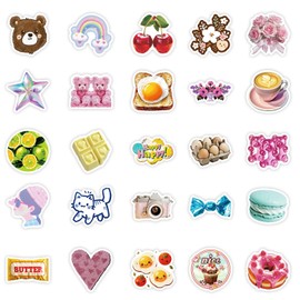 50 pcs Water Bottle Stickers, 1.18x2.36 Inch Lovely Pink Girl Stickers, Cartoon Stickers Aesthetic Laptop Stickers Cute Vinyl Waterproof Stickers, for Laptop Water Bottle Room Phone Decor (Pink)