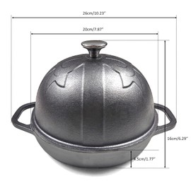 HAWOK Cast Iron Bread Cloche, Dia.7.8inch/20cm, 0.95qt, Sourdough Baking Pan Pre-seasoned Black