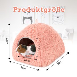 Sbayool Warm Guinea Pig Bed, Cosy Plush Guinea Pig Hideout with Movable Pad, Guinea Pig Hideaway for Hedgehogs Chinchillas and Other Small Animals 28×28×22CM, Pink