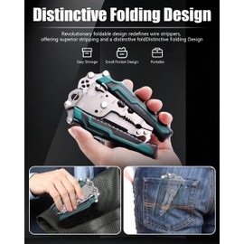 Faitio Foldable Ｗire Stripper Crimper, Folding Wire Stripping Tool, Multifunctional Wire Strippers Electrical，Electric Cable Stripper, Cable Cutters with Plier, Crimper, Twister, Splitting, 2pcs