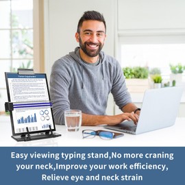 TONOS Paper Stand Document Holder - 2PC Quality Document Holder for Desk, Paper Stand for Desk When Typing, Sturdy Stainless Steel Copy Holder, Adjustable Angle, Paper Holder Stand for Desk Typing