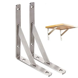 Heavy Duty Stainless Steel Shelf Brackets -8"x6" Right Angle Brackets,Wall Mounted Industrial Metal Brackets, L Brackets,for Wood Shelves,Table Bench J5202-2P(2 Pack,8 Inch,20cmX13.5cm)
