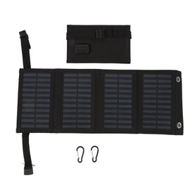 Folding Solar Panel with USB Port 5.5V 20W Monocrystalline High Efficiency IP65 Waterproof for Outdoor Camping Black