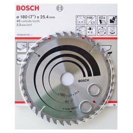 Bosch Circular Saw Blade HM CT 180 x 25.4 mm with 2 Reducing Rings to 19 and 20 mm 40 Teeth 2608640747