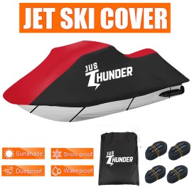 Justhunder Trailerable Jet Ski Cover Waterproof Marine Grade Cover Fit 135" - 145" 3 Seater