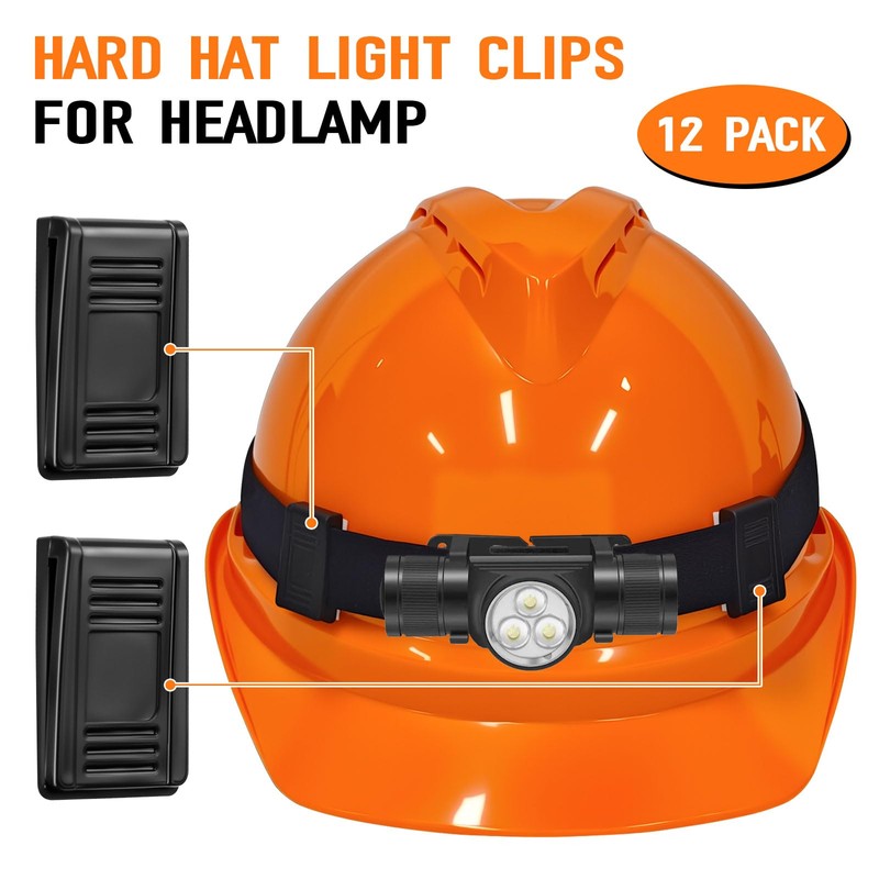 12 Pack Hard Hat Light Clips for Headlamp, Hardhat Light