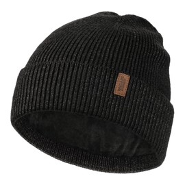 Wmcaps Beanie Hat, Men's Winter Warm Unisex Winter Hat Knitted Hat Stretchy Soft Wool Hat with Cuffs and Thick Warm Lining Gift for Girlfriend Men Women, darkgray