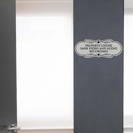 Signs ByLITA Designer Property Under 24hr Audio and Video Recording Sign - Easy Installation | Durable Wall or Door Sign (Black/Gold) - Small 2 Pack