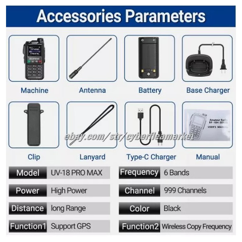 BaoFeng UV18 Pro Max GPS Air Band Walkie Talkie NOAA