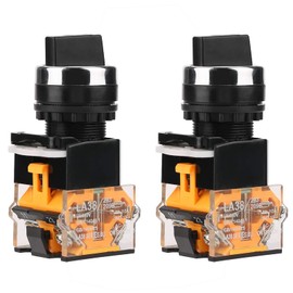 WANGCL 2PCS Rotary Switch 22mm Round Dial Waterproof Rotary Selector Switch 2 Positions NC + NO Self-Locking