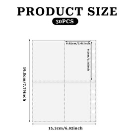 Pack of 30 Photocard Binder Kpop A5 Binder Pockets 6 Holes Waterproof Loose Leaf Folder, 4P Photocard Sleeves Waterproof Transparent PVC Binder for File Invoice Card Photo
