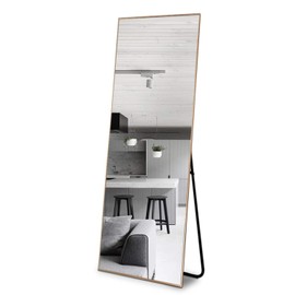 self Full Length Floor Mirror 65"x22" Large Rectangle Wall Mirror Standing Hanging or Leaning Against Wall for Bedroom, Dressing and Wall-Mounted Thin Frame Mirror - Titanium Gold
