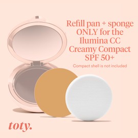 toty - Ilumina CC Creamy Compact SPF 50+ Refill - Mineral Sunscreen for Face - Cream Foundation Balm - Blurring, Matte Light Coverage - Water Resistant - All Skin Types - By Sofia Vergara, 10 g. 4C