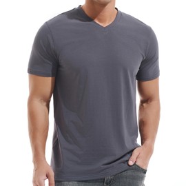VEIISAR Premium V Neck T Shirts for Men - Modern Fitted Tees Vneck Undershirts V8 Dark Grey XXL