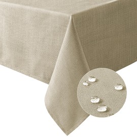 H.VERSAILTEX Linen Textured Table Cloths Rectangle 54 x 70 Inch Premium Solid Tablecloth Spill-Proof Waterproof Table Cover for Dining Buffet Feature Extra Soft and Thick Fabric Wrinkle Free, Taupe