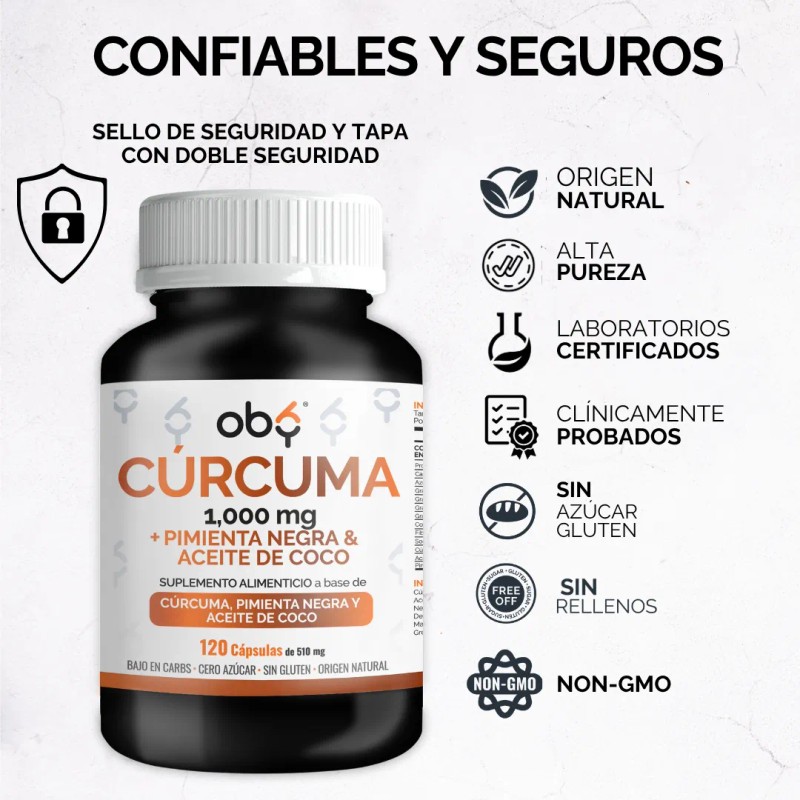 Curcuma Organica Piperina Y Aceite Coco con Extracto De Raz