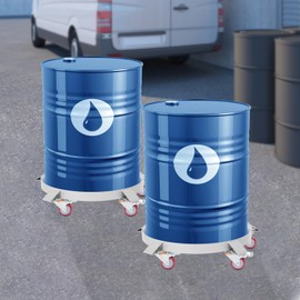 2Pcs 55 Gallon Heavy Duty Drum Dolly, 1200lbs Load Capacity, Barrel Dolly Cart Drum Caddy with 5 Swivel Casters Wheel for Warehouse Drum Handling