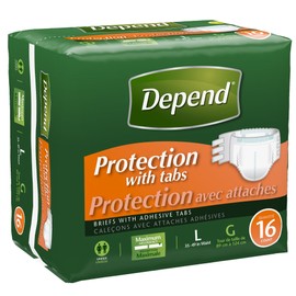 Depend Protection with Tabs Maximum Absorbency, Large, 16 Count(Pack of 3)