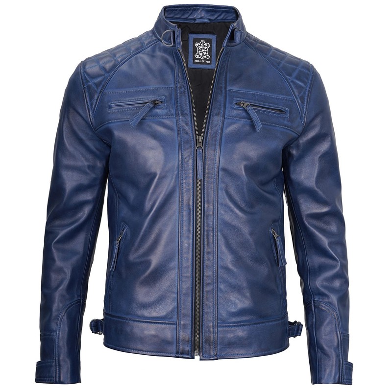 Decrum Mens Leather Jackets - Cafe Racer Leather Jacket |