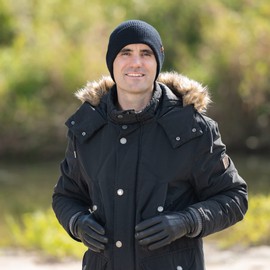 NF NITZSCHE fashion - Leather gloves for men - 100% wool lining - glove with smartphone touch function - elegant winter glove - 100% sheep nappa, black