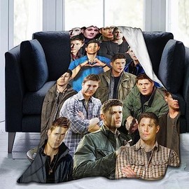 Blanket Jensen Ackles Soft and Comfortable Wool Fleece Throw Blankets for Sofa Office car Camping Yoga Travel Home Decoration Cozy Plush Beach Blanket Gift 40"x30" - Color: Black, Bedding Size: 60"x50"
