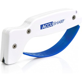 AccuSharp - Afilador de Cuchillos ergonómico, Mango cómodo, Compacto y fácil de Usar, Restaurar y perfeccionar Cuchillos Rectos y dentados, Color Blanco