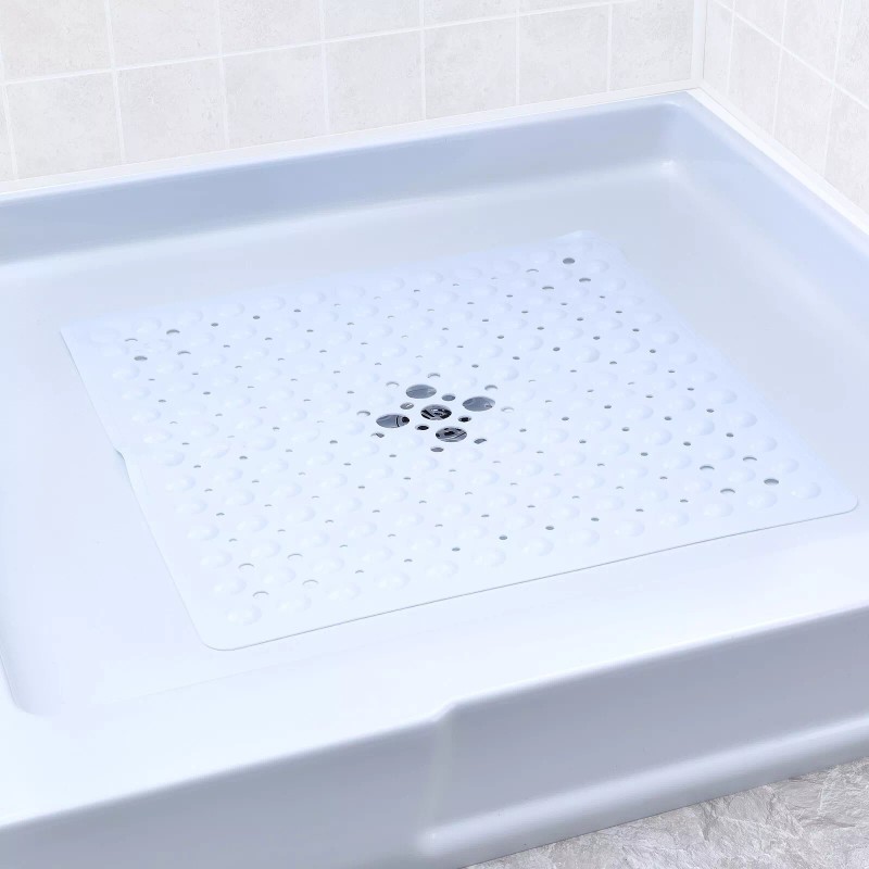 SlipX Solutions Large Non-Slip Shower Mat with Drain Holes: White