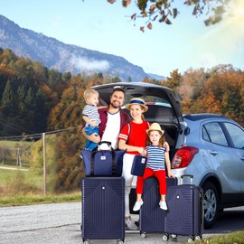 Hoteel Luggage Sets 5 Piece Suitcases With Wheels，ABS+PC Lightweight Hard Shell Luggage Sets With Tsa Lock, Carry On Suitcase Set With Carry On Travel Bag, Expandable Duffle Bag For Travel, Blue