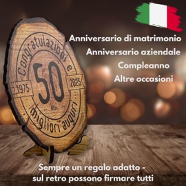 DARO Design - Wooden Disc - 50 Years - Size 20 cm - Gift for Anniversary, 50th Birthday, Anniversary - Congratulations