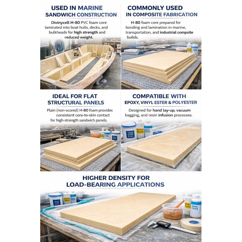 Fiberglass Supply Depot Divinycell PVC Foam Core Plain H-80 5lb
