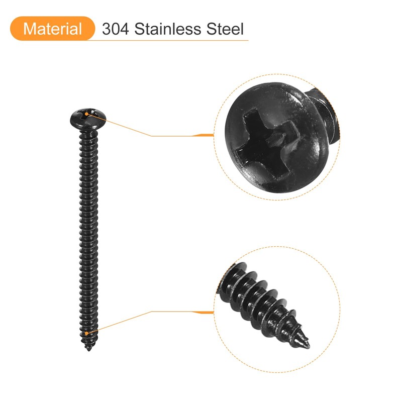 sourcing map #6 x 2" Phillips Pan Head Self-tapping Screw,
