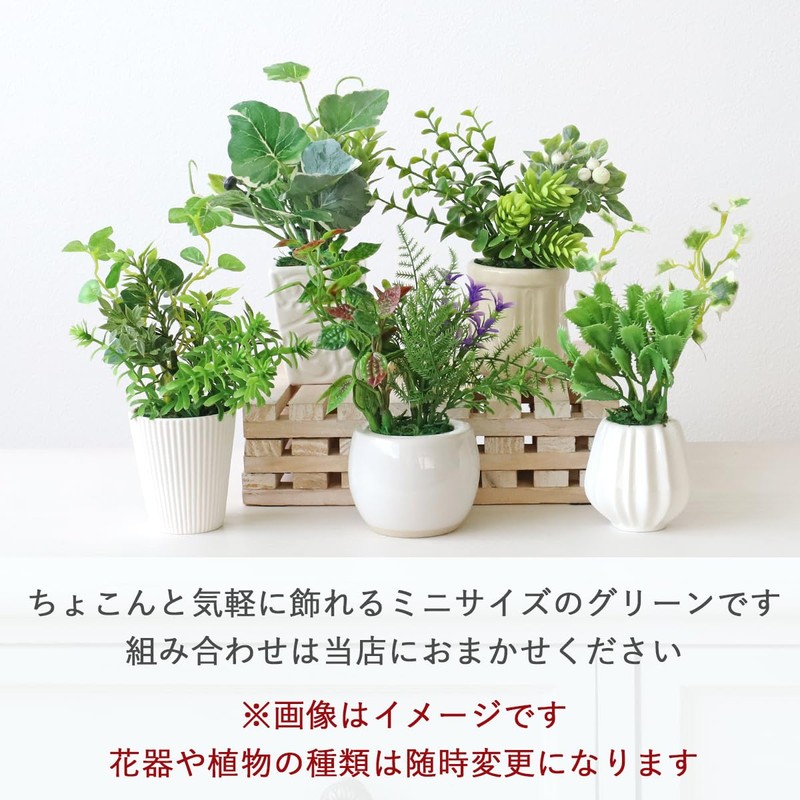 山久 造花 インテリア CT触媒加工のグリーンミニポット 5個おまかせセット 姫グリーン 観葉植物 0910-9010a 人工観葉植物 フェイクグリーン
