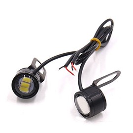 sourcing map 2 Pcs 21mm Dia Metal Car Motor Eagle Eye Fog DRL White 3 LED Lamp