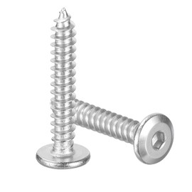 uxcell M5 x 30mm (25 Pack) Flat Round Socket Head Screws, Stainless Steel Self Tapping Screws Full Thread Hex Socket Cap Screws Bolt for Wood Furniture