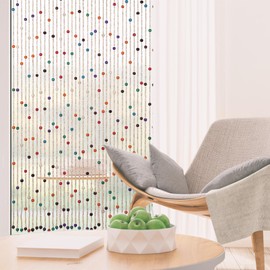 ANMINY Bamboo Wood Beaded Curtain for Doorways 35" by 71" Rainbow Colorful Hippie Door Window Beads 38 Strands Handmade Natural Wooden Boho Hanging Bead Curtain Room Decor