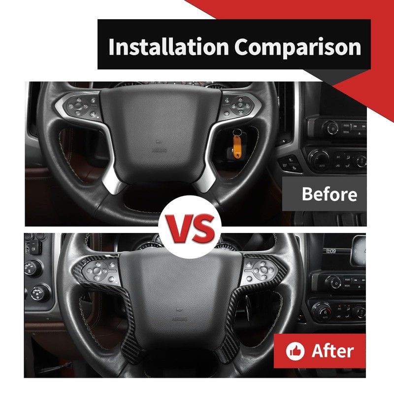 Voodonala for Silverado Center Console Steering Wheel Panel Cover Trim