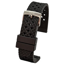 Max Honeycomb Style FKM Rubber Diver Replacement Watch Strap Fluororubber (18mm, Black)