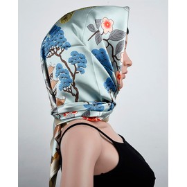 corciova 35 Women Square Silk Like Hair Scarf Headscarf Bubbles Blue Phoenix Pine Curly Headband Fashion Bandana Headscarf
