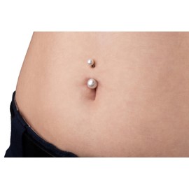 Pierced Owl 14G 316L Stainless Steel Imitation Pearl Navel Belly Button Ring (White)