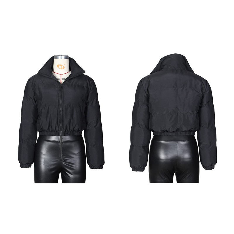 Angsuttc Womens Quilted Jacket Solid Zip-Up Cropped Puffer Jackets Bubble