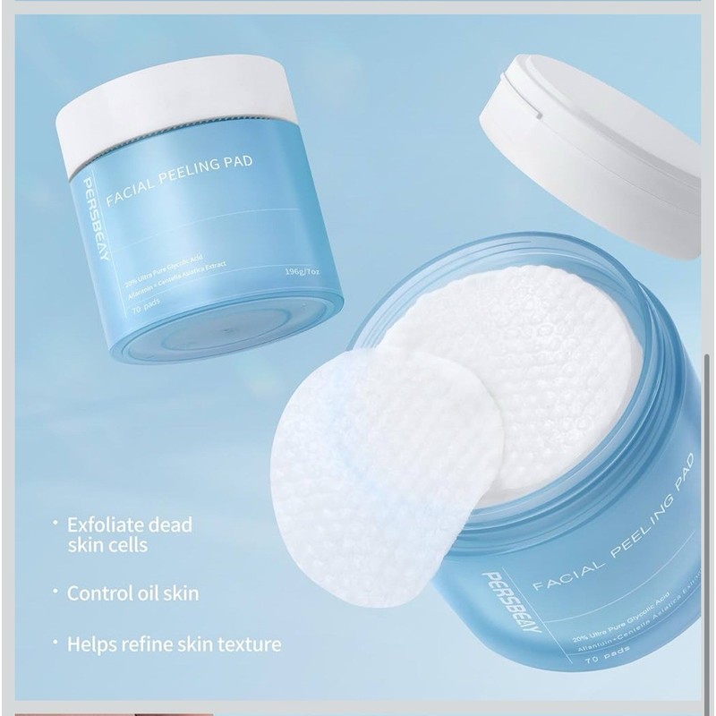 Persbeay Glycolic Acid Pads, Exfoliating Toner Pads for Facial Radiance,