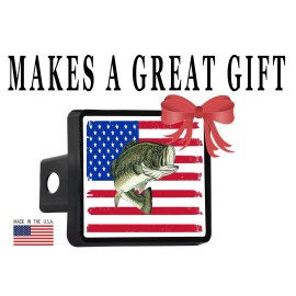 Rogue River Tactical USA Flag Bass Fishing Boat Truck Trailer Hitch Cover Plu...