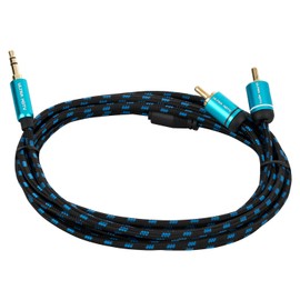 Ultra HDTV Premium RCA Cable - 3.5 mm Jack Plug to 2 x RCA Male Kink Protection Nylon Sheath Full Metal Plug and Gold-Plated Contacts (3 Metres)