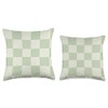 Light Sage Green Checkered Checkerboard Pattern Throw Pillow