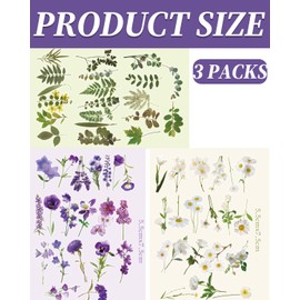 TPZORJX Pack of 120 Transparent Scrapbooking Stickers, PET Flower Stickers, Plant Stickers, Flower Stickers for Scrapbook, Photo Album, Scrapbook, Laptops, Crafts (Lavender)