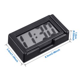 Frienda 6 Pieces Mini Digital Clock Small Magnetic Digital Clock Stick on Battery Operated Self Adhesive Bracket for Car Dashboard Fridge (Black)