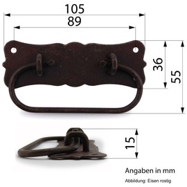 Chest Handle Rusty Iron 105 x 55 mm Quality from Europe since 1998